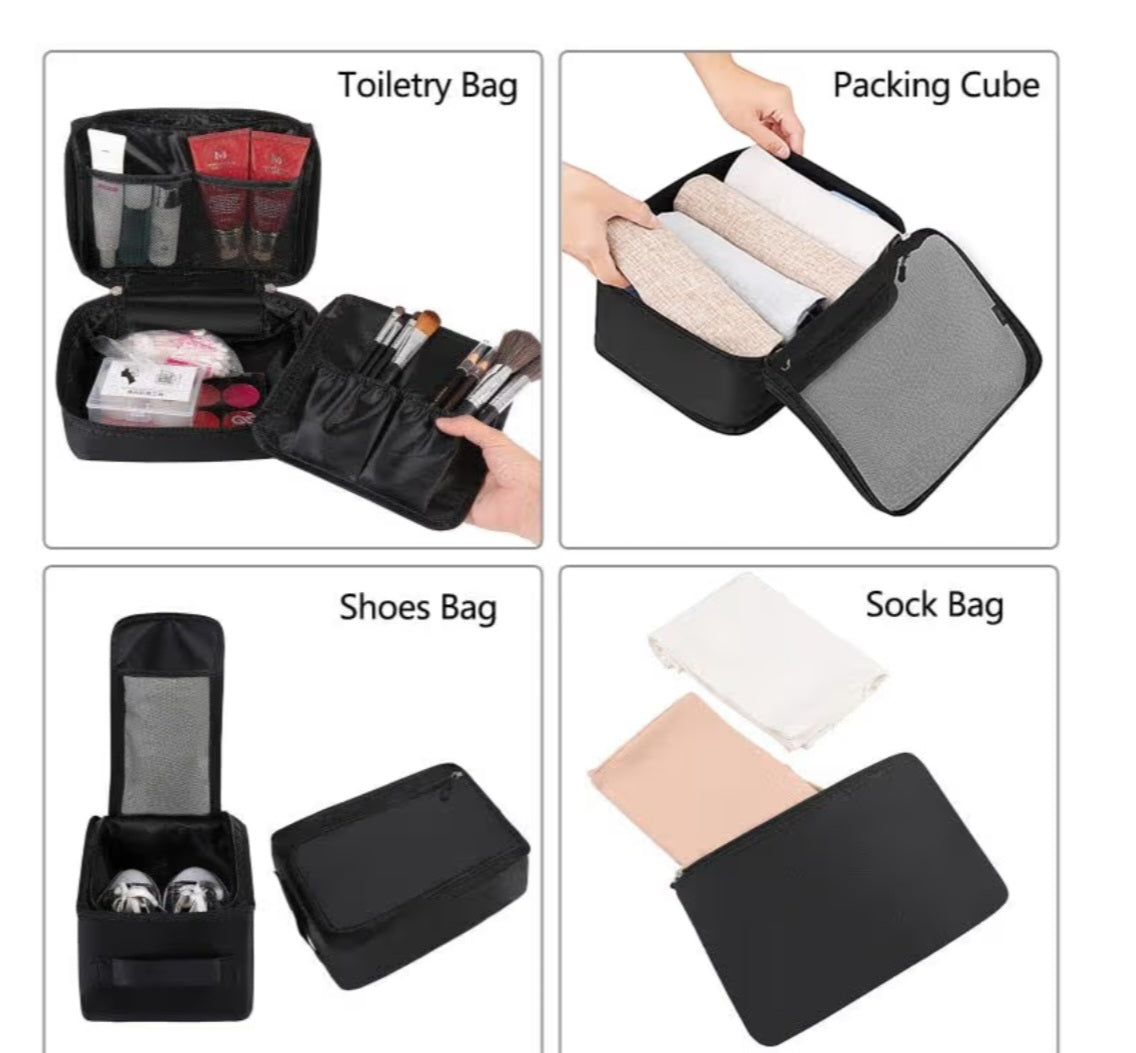 Luggage Packing Organizers for Travel Accessories-Jet Black 8 pieces